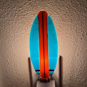 Fused Glass Orange Blue Surfboard Nightlight Glass Art Designs